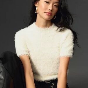 Pilcro Soft Eyelash Sweater in Cream